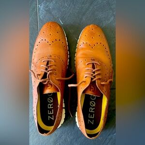 Cole Haan mens Zerogrand Wingtip Oxford, British Tan Closed Holes, 10.5 Wide